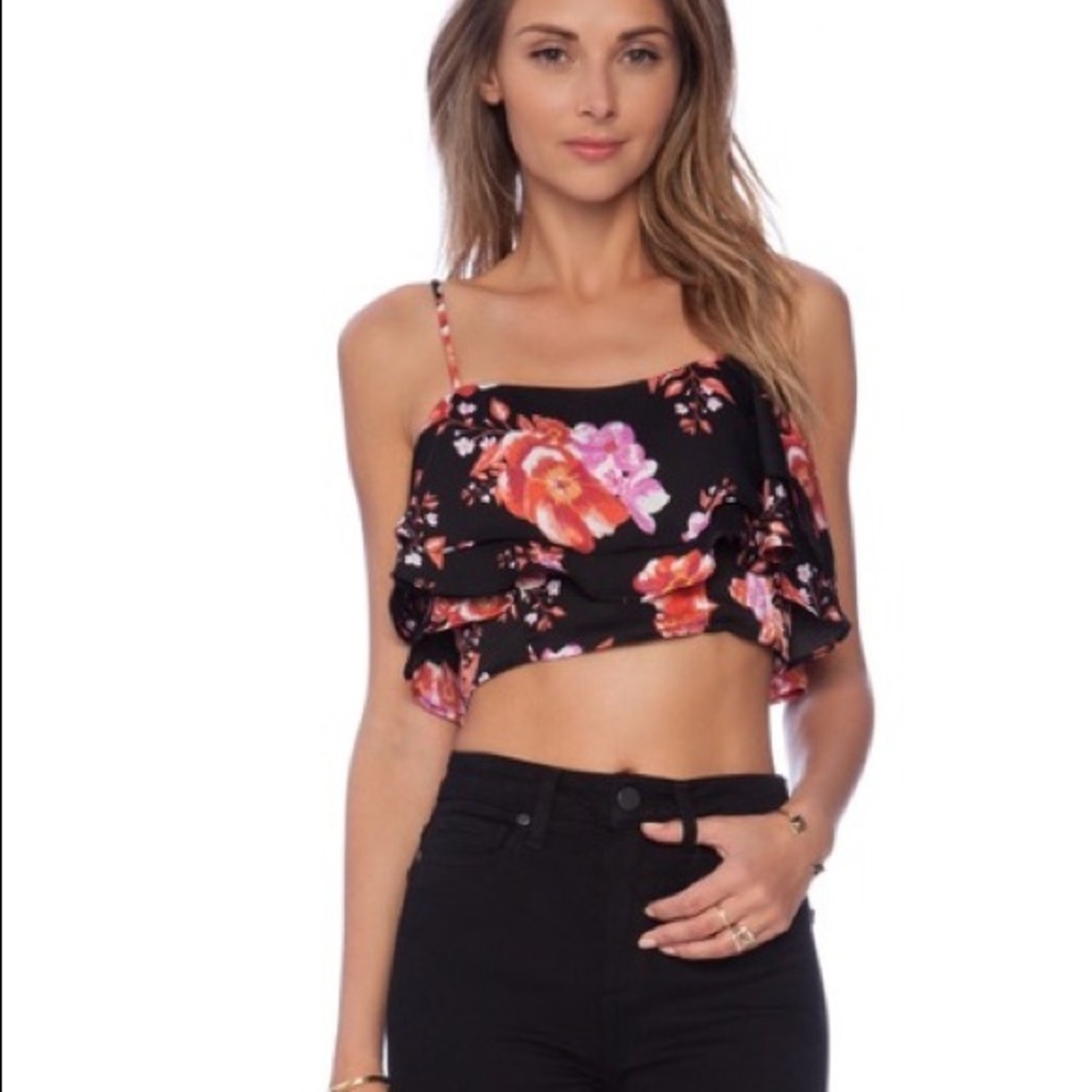 Tularosa Cullen Floral Flutter Crop Top NWT L